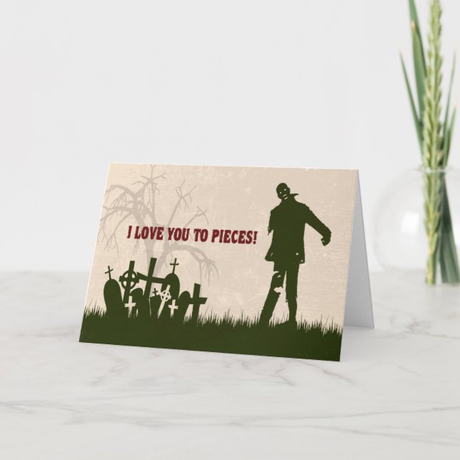 Funny Zombie in Cemetery Valentine’s Day Card (Front)