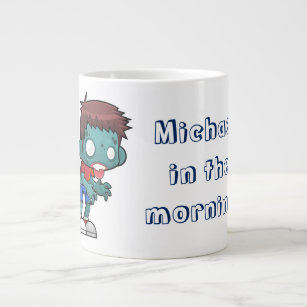 Funny Zombie Man in The Morning Large Coffee Mug