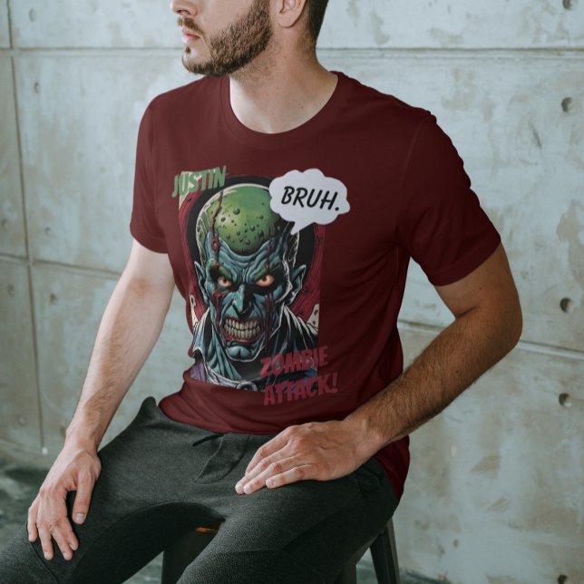 Funny Zombie Personalised Name Tee Cool Comic book (Creator Uploaded)