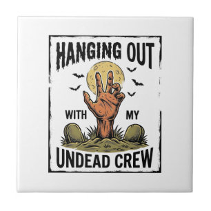 Funny Zombie Shirt for Horror Fans Vintage Undead  Ceramic Tile