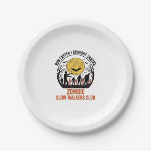 Funny Zombie Shirt with Engraved Moon and Dark Hum Paper Plate