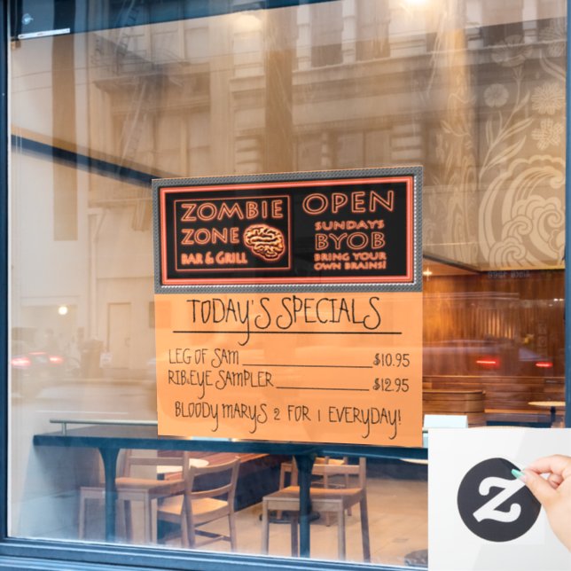 Funny Zombie Zone Halloween (Cafe Window)