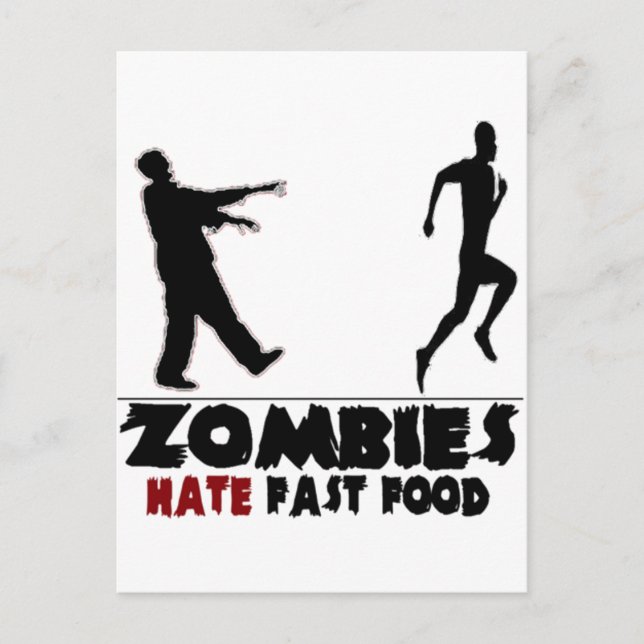 Funny Zombies Fast Food Postcard (Front)