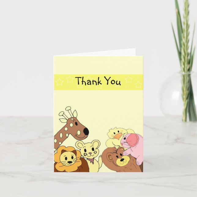 Funny Zoo Animal Thank You Card (Front)