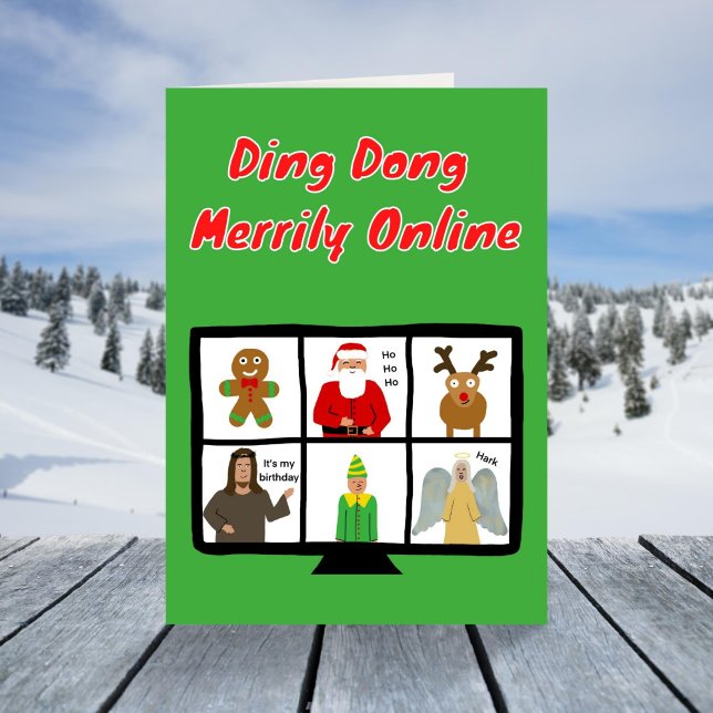 Funny zoom Christmas carol pun santa Jesus  Holiday Card (Creator Uploaded)