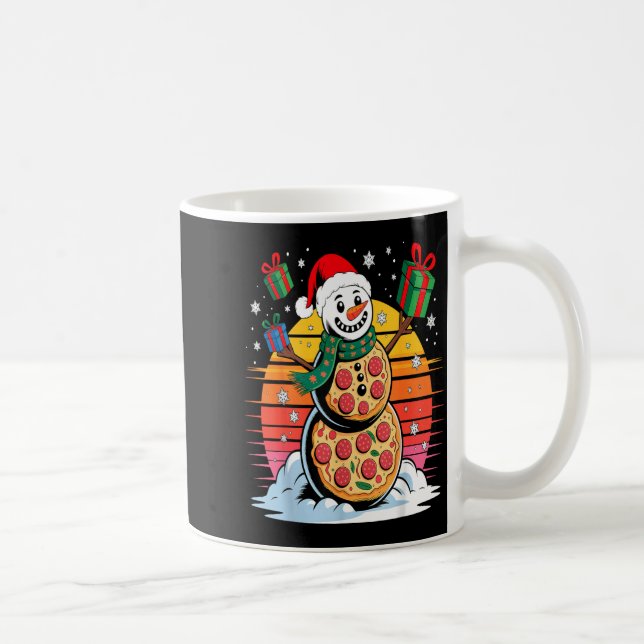 Funny Zza Snowman Christmas Holiday Food  Coffee Mug (Right)
