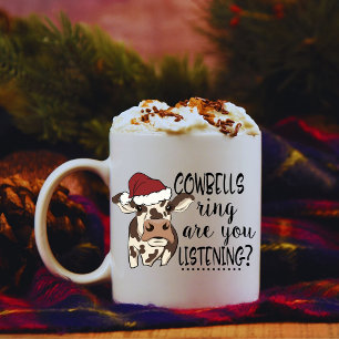 FunnyRetro Cow Bell Christmas Personalised Mug