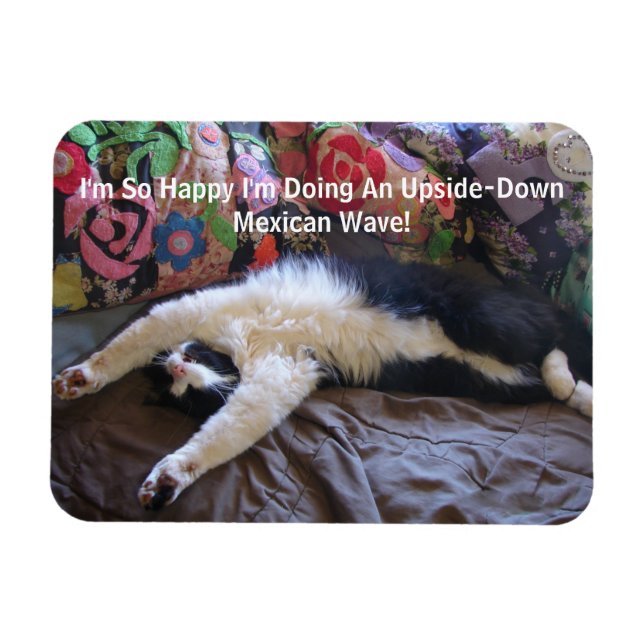 FunnyTuxedo Cat Cute doing a Mexican Wave Magnet (Horizontal)