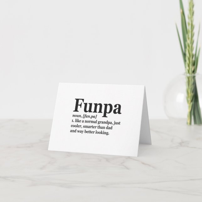 Funpa Funny Definition Only Cooler Grandpa Dad  Thank You Card (Front)
