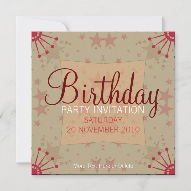 FunStars Party Birthday Invitation (Front)