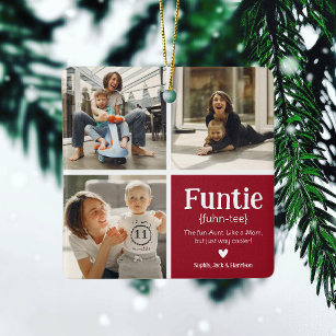 Funtie 3 Photo Collage Definition Cute Christmas C Ceramic Ornament