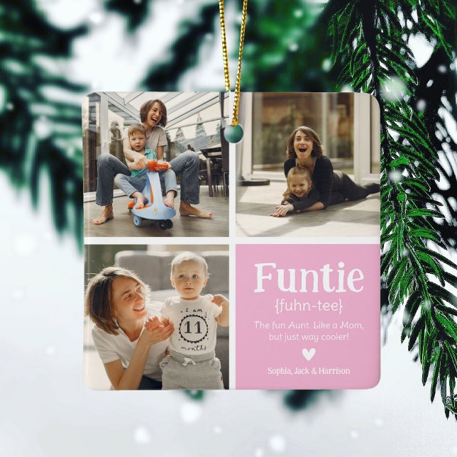 Funtie 3 Photo Collage Definition Cute Christmas  Ceramic Ornament (Creator Uploaded)