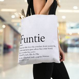 Funtie,  Aunt, Auntie Definition Modern Fun Tote Bag