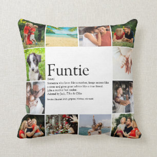 Funtie Aunt Auntie Definition Photo Collage Cushion