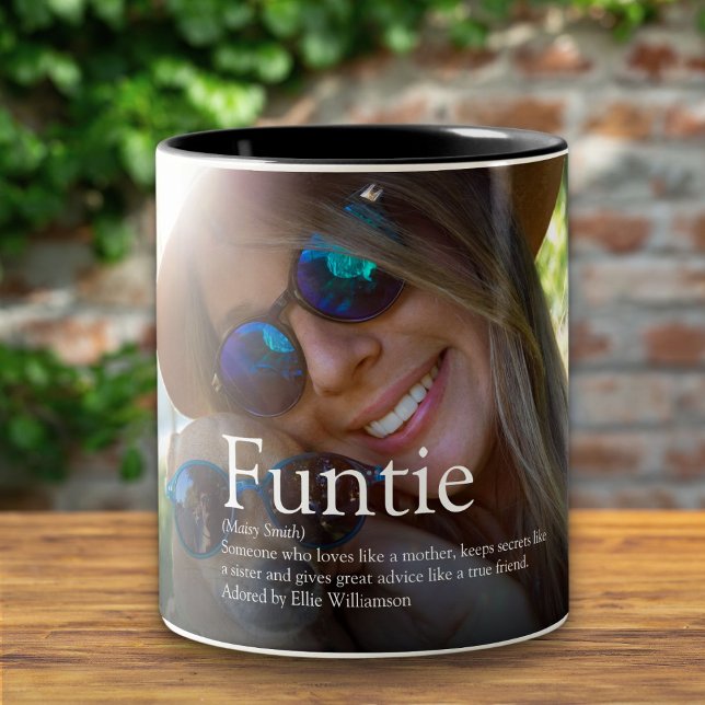 Funtie Aunt Auntie Definition Photo Two-Tone Coffee Mug (Funtie Aunt Auntie Definition Photo Two-Tone Coffee Mug)