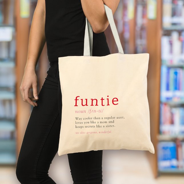 Funtie Definition Heart Auntie  Tote Bag (Creator Uploaded)