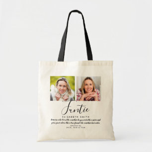 Funtie Modern Script Auntie Quote Photo Tote Bag