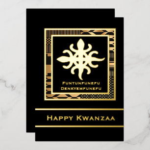 Funtunfunefu Denkyemfunefu Happy Kwanzaa  Foil Holiday Card