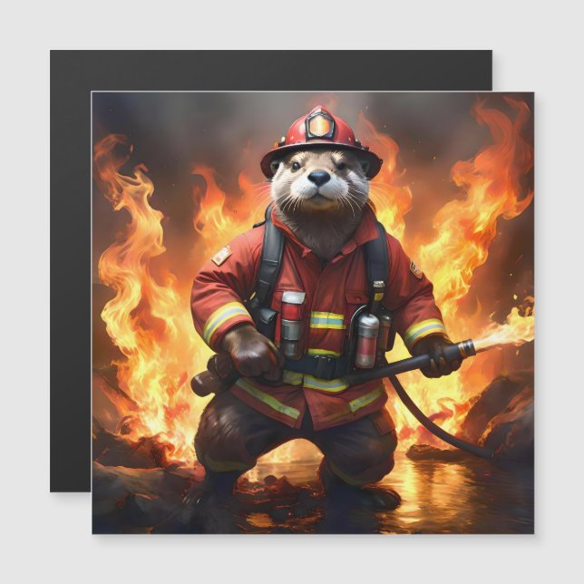 **"Fur and Flames: The Otter Fireman’s Backburning (Front/Back)