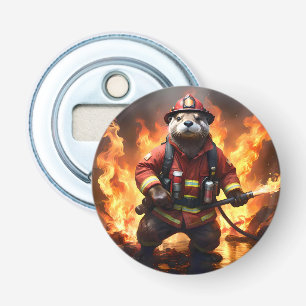 **"Fur and Flames: The Otter Fireman’s Backburning Bottle Opener