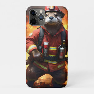 **"Fur and Flames: The Otter Fireman’s Backburning iPhone 11 Pro Case