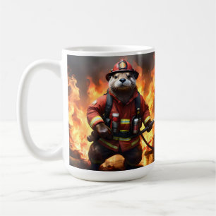 **"Fur and Flames: The Otter Fireman’s Backburning Coffee Mug