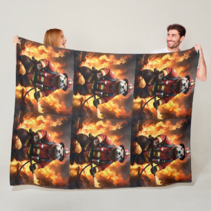 **"Fur and Flames: The Otter Fireman’s Backburning Fleece Blanket