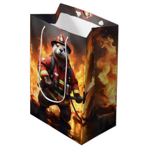 **"Fur and Flames: The Otter Fireman’s Backburning Medium Gift Bag