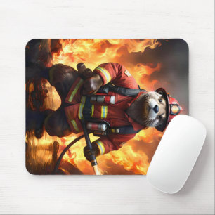 **"Fur and Flames: The Otter Fireman’s Backburning Mouse Pad