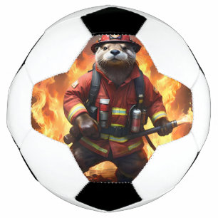 **"Fur and Flames: The Otter Fireman’s Backburning Soccer Ball