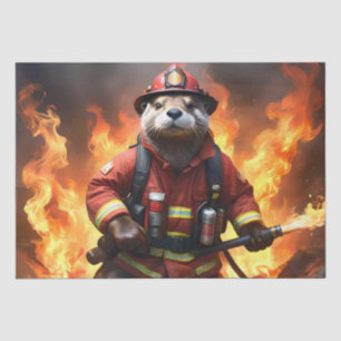 **"Fur and Flames: The Otter Fireman’s Backburning Tissue Paper