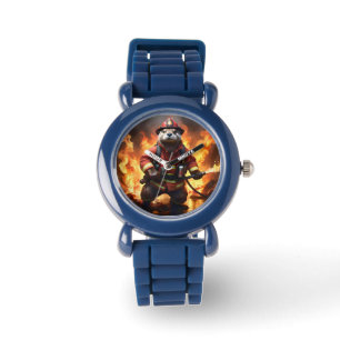 **"Fur and Flames: The Otter Fireman’s Backburning Watch