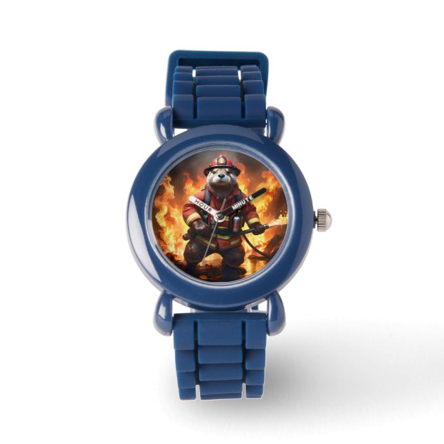 **"Fur and Flames: The Otter Fireman’s Backburning Watch (Front)