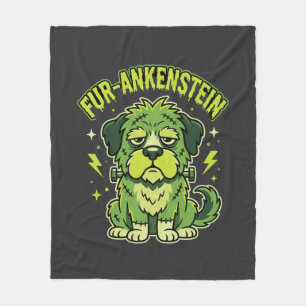 Fur-Ankenstein Funny Frankenstein Dog Halloween Fleece Blanket