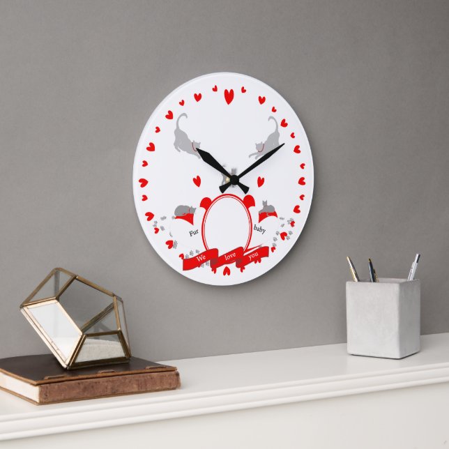 Fur Baby Love Large Clock (Office)