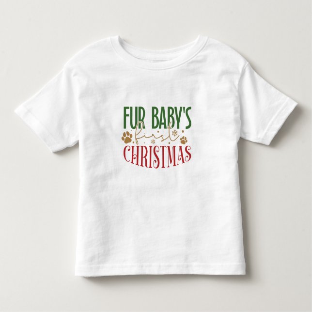 Fur Baby's first Christmas - Christmas Pet T-shirt (Front)