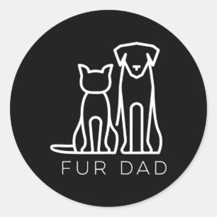Fur Dad Pet Lover Cat Dog Dad Husbynd Funny Father Classic Round Sticker