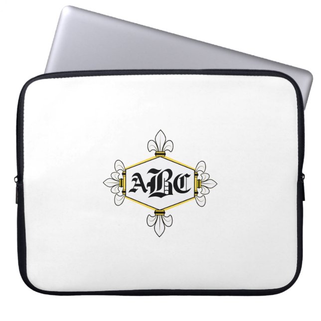 Fur de lis, gold, Add initials/name (Customisable) Laptop Sleeve (Front)