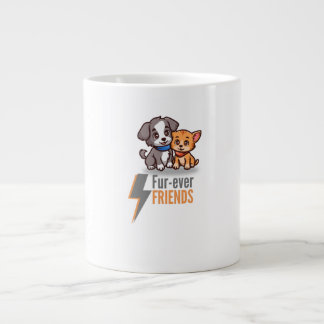 Fur-ever Friends – Cute Dog & Cat Besties Tee  Large Coffee Mug