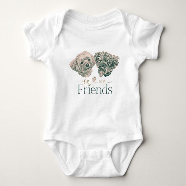 Fur-ever Friends Cute Dogs Baby Bodysuit (Front)