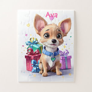 Fur-ever Fun Lucky Chihuahua Puppy & Colourful Gif Jigsaw Puzzle