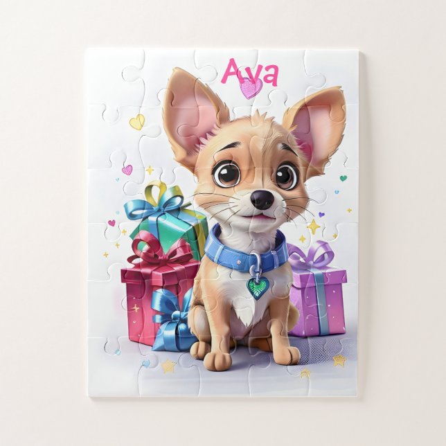 Fur-ever Fun Lucky Chihuahua Puppy & Colourful Gif Jigsaw Puzzle (Vertical)