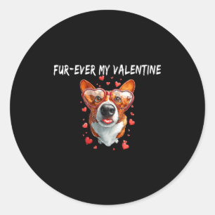 Fur-ever my valentine cute corgi paws for dog love classic round sticker