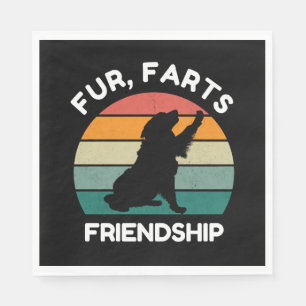 Fur, Farts, Friendship - Funny Dog Lover Retro Napkin