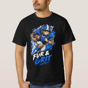 Fur & Grit Funny American Football Cat Player T-Shirt