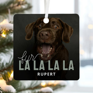 Fur La La La La Dog Photo Christmas Metal Tree Decoration