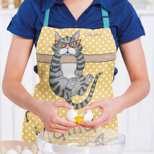 Fur Mama Funny Whimsical Cats Personalised Name Apron