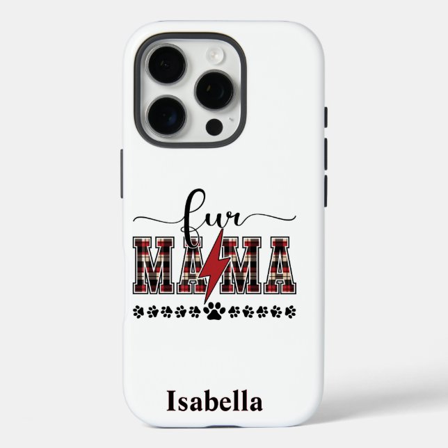 Fur Mama Plaid Personalised Case-Mate iPhone Case (Back)