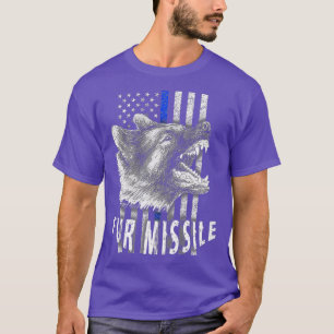 Fur Missile K9  Vertical Thin Blue Line Flag T-Shirt
