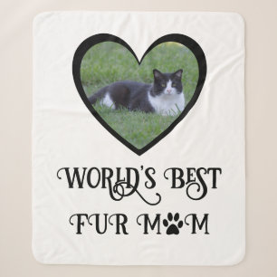 Fur Mom Cat Photo Sherpa Blanket